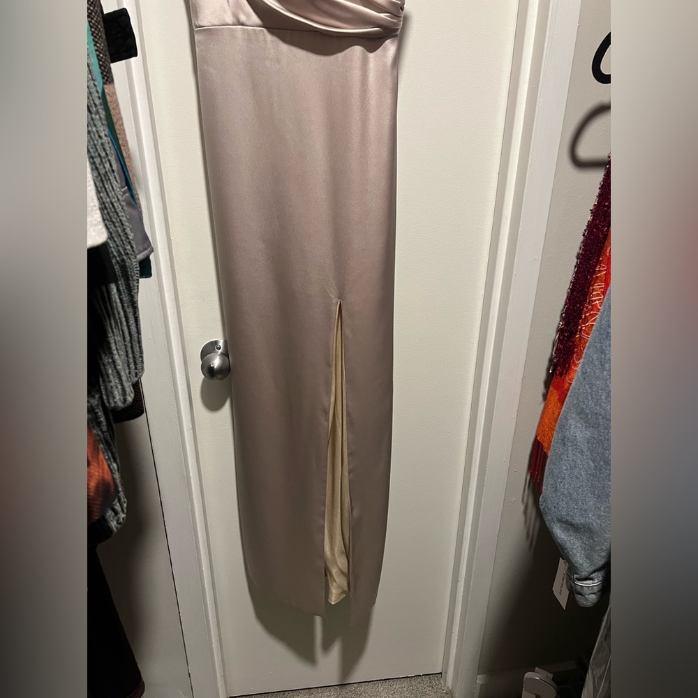 Revelry Soft Champagne Rava Satin Dress - Picture 2 of 8